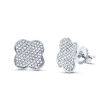 0.53ct 14k White Gold Diamond Pave Clover Stud Earring