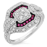 0.62ct Diamond & 0.15ct Ruby 14k White Gold Ring