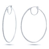 0.37ct 14k White Gold Diamond Oval Hoop Earring