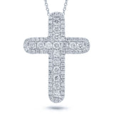 0.53ct 14k White Gold Diamond Cross Necklace