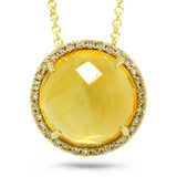 0.10ct Diamond & 3.46ct Citrine 14k Yellow Gold Pendant