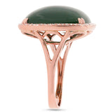 0.25ct Diamond & 18.30ct Green Agate 14k Rose Gold Ring