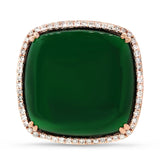 0.25ct Diamond & 18.30ct Green Agate 14k Rose Gold Ring