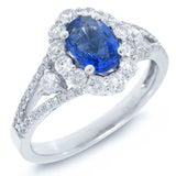 0.72ct Diamond & 1.09ct Blue Sapphire 14k White Gold Ring