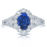 0.72ct Diamond & 1.09ct Blue Sapphire 14k White Gold Ring