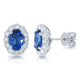 0.92ct Diamond & 2.16ct Blue Sapphire 14k White Gold Earring