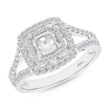 0.57ct 14k White Gold Diamond Semi-mount Ring for 4.5x4.5mm Center