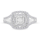 0.57ct 14k White Gold Diamond Semi-mount Ring for 4.5x4.5mm Center