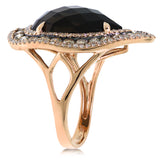 2.07ct White & Champagne Diamond & 7.80ct Smokey Topaz 14k Rose Gold Ring