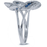 0.75ct Diamond & 1.64ct Blue Sapphire 14k White Gold Flower Ring