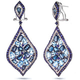 0.80ct Diamond & 18.91ct Blue & London Blue Topaz & Blue Sapphire 14k White Gold Earring