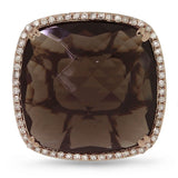 0.25ct Diamond & 16.79ct Smokey Topaz 14k Rose Gold Ring