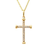 0.08ct 14k Yellow Gold Diamond Cross Necklace