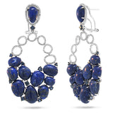 0.74ct Diamond & 34.31ct Lapis & Blue Sapphire 14k White Gold Earring