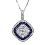 0.81ct Diamond & 0.21ct Blue Sapphire 14k White Gold Pendant