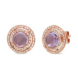0.53ct Diamond & 1.88ct Amethyst 14k Rose Gold Earring