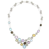 0.17ct Diamond & 38.18ct Multicolor Stone 14k White Gold Necklace
