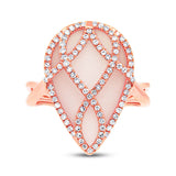 0.40ct Diamond & 8.09ct Rose Quartz 14k Rose Gold Ring