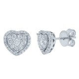 0.41ct 14k White Gold Diamond Heart Stud Earring