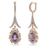 0.87ct Diamond & 3.75ct Amethyst 14k Two-tone Rose Gold Earring