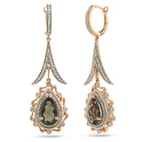 0.87ct Diamond & 3.88ct Smokey Topaz 14k Two-tone Rose Gold Earring