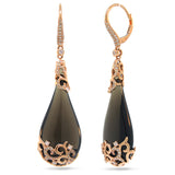 0.67ct Diamond & 44.89ct Smokey Topaz 14k Rose Gold Earring
