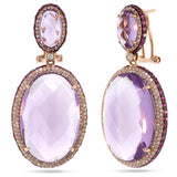 1.15ct Diamond & 43.45ct Amethyst & Pink Sapphire 14k Rose Gold Earring