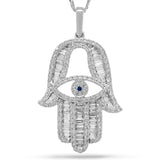 1.60ct 14k White Gold Diamond Hamsa Necklace