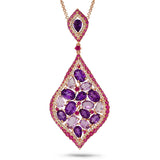 0.56ct Diamond & 11.00ct Amethyst & Pink Sapphire 14k Rose Gold Pendant