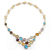 0.17ct Diamond & 38.18ct Multi-color Stone 14k Yellow Gold Necklace