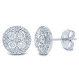 0.58ct 14k White Gold Diamond Cluster Stud Earring