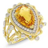 0.35ct Diamond & 2.95ct Citrine 14k Two-tone Gold Ring