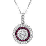 1.08ct Diamond & 0.22ct Ruby 14k White Gold Pendant