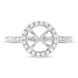 0.36ct 14k White Gold Diamond Semi-mount Ring for 1.00ct Center