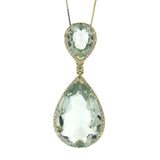 0.35ct Diamond & 13.64ct Green Amethyst 14k Yellow Gold Pendant