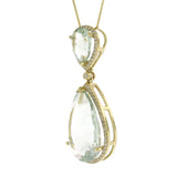 0.35ct Diamond & 13.64ct Green Amethyst 14k Yellow Gold Pendant