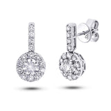 0.63ct Round Brilliant Center and 0.72ct Side 18k White Gold Diamond Earring