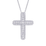 1.50ct 14k White Gold Diamond Cross Necklace