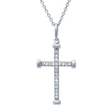 0.08ct 14k White Gold Diamond Cross Necklace