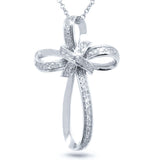 0.13ct 14k White Gold Diamond Cross Necklace
