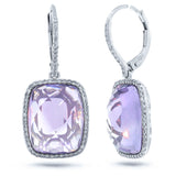 0.37ct Diamond & 12.78ct Amethyst 14k White Gold Earring