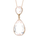 0.35ct Diamond & 13.22ct White Topaz 14k Rose Gold Pendant