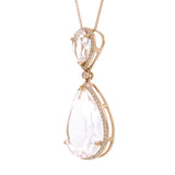 0.35ct Diamond & 13.22ct White Topaz 14k Rose Gold Pendant
