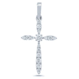 0.18ct 14k White Gold Diamond Cross Necklace