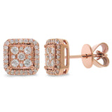 0.47ct 14k Rose Gold Diamond Square Stud Earring