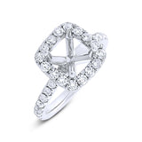 0.88ct 14k White Gold Diamond Semi-mount Ring for 7x7mm Center