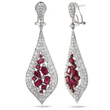 5.97ct Diamond & 5.44ct Ruby 14k White Gold Earring