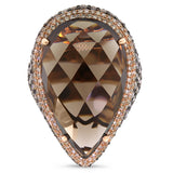 4.18ct White & Champagne Diamond & 27.13ct Smokey Topaz 18k Rose Gold Ring