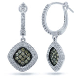 0.85ct 14k White Gold White & Champagne Diamond Earring
