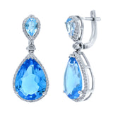 0.40ct Diamond & 11.07ct Blue Topaz 14k White Gold Earring